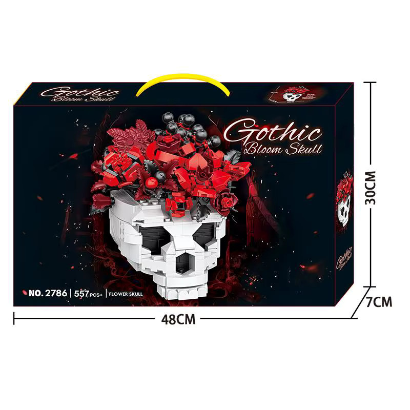 Gotischer Totenkopf-Blumen-Bausatz, 557 Teile, DIY Horror-Rosenstrauß - Bild 6