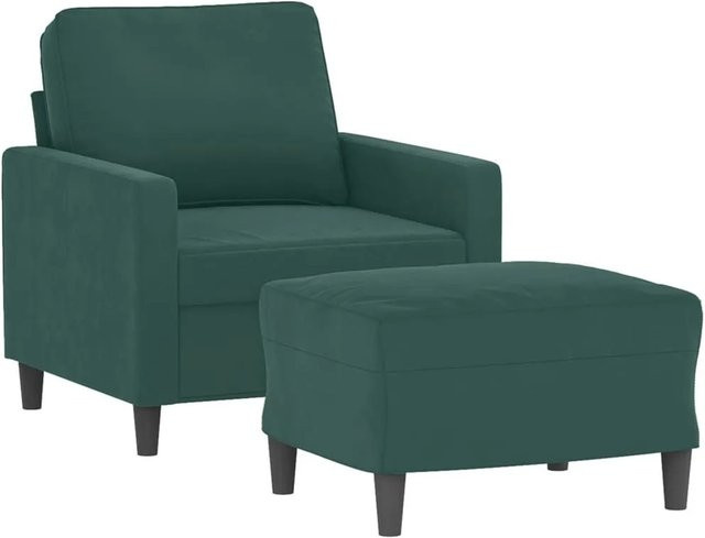 vidaXL Sessel mit Hocker in Dunkelgrün aus Samt für dein Wohnzimmer - Bild 1