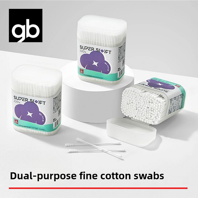 gb Wattestäbchen Doppelkopf, 220 Stück, 100 % Baumwolle, Unisex - Bild 1