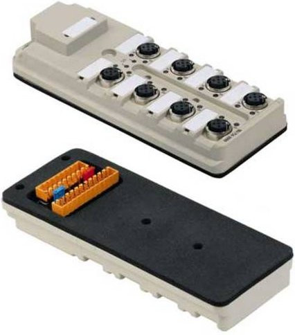 Weidmüller SAI-8-B 5P M12 SL Sensor/Aktorbox passiv, M12-Verteiler mit Metallgewinde, Grau - Bild 1