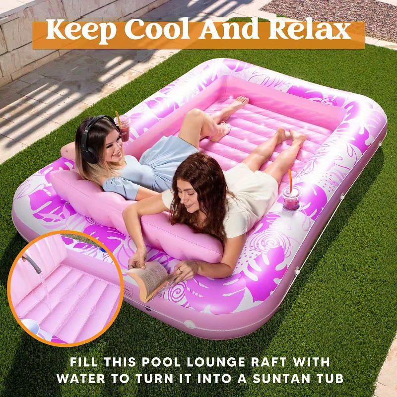 JOYFY aufblasbare Sonnenliege für den Pool in Rosa, extra große Schwimminsel für Erwachsene - Bild 2