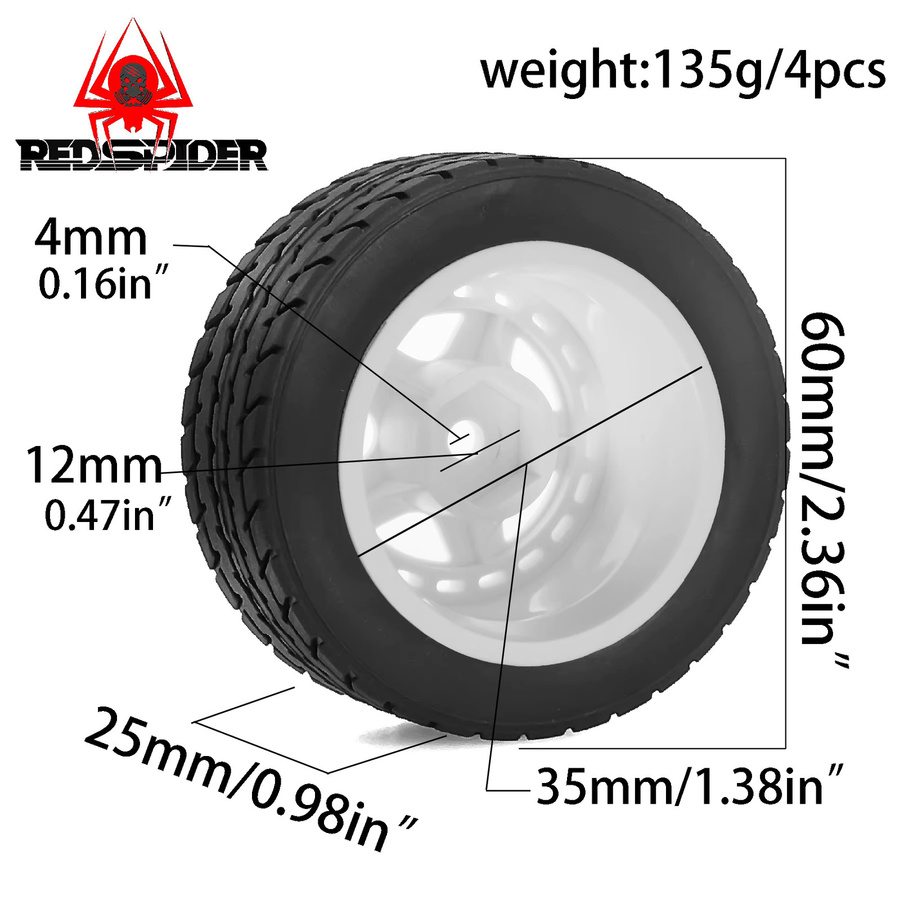 MJX Hyper Go Drift Reifen, 4-teiliges Set, 60mm, Weichgummi, für 1/14 RC Tourenwagen - Bild 2