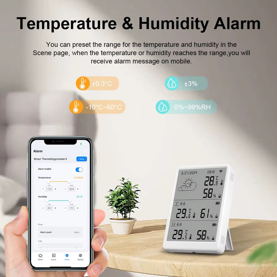 Tuya WiFi-Wetterstation mit Gateway und IP65-wasserdichtem Außen-Thermohygrometer in Weiß - Bild 2