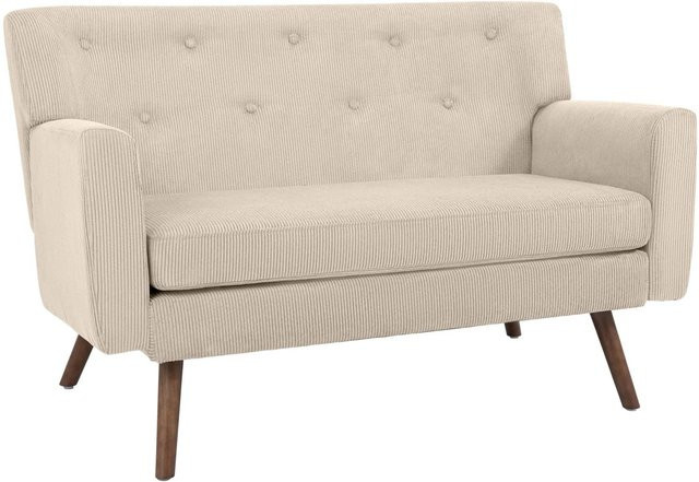 DELUKE Sofa ARNE 2-Sitzer aus Cord in Creme mit Armlehnen, B/T/H: 120 x 74 x 81 cm - Bild 1