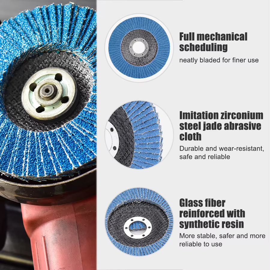 CMCP Metall-Lamellenschleifscheiben für Winkelschleifer, Durchmesser: 125 mm, Farbe: Blau - Bild 3