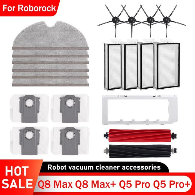 Roborock Ersatzteil-Set für Q8 Max Q8 Max+ Q5 Pro Q5 Pro+ mit Mopp, Staubbeutel, Hauptbürste und HEPA-Filter - Bild 1