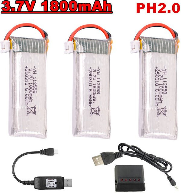 4DRC V23 Mini Drone Batterie mit Ladegerät Set, 3,7 V 1800 mAh, PH2.0 Stecker - Bild 1