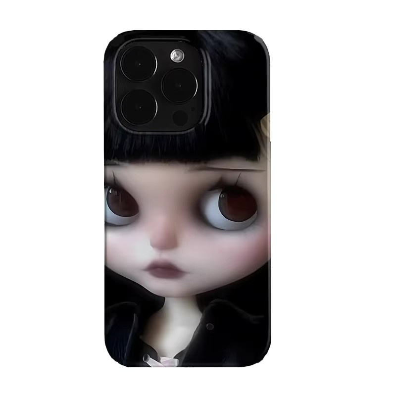 Handyhülle mit dunklem süßem Mädchen-Puppen-Design für iPhone Modelle, glänzende Folie, harte PC-Abdeckung, Multicolour - Bild 3