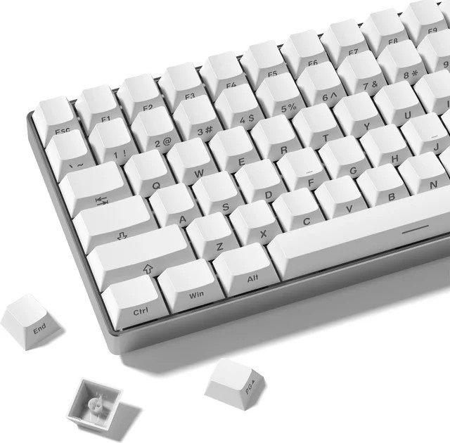 Oeny Double Shot PBT Tastenkappen im Cherry-Profil, 133+ bedruckte durchscheinende Tasten in Weiß für mechanische MX-Tastaturen - Bild 1