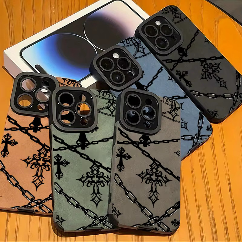 Handyhülle aus Kunstleder mit Kreuz-Kette für Apple iPhone 11 bis iPhone 17 Pro Max und SE 2022 mit Anti-Drop-Schutz - Bild 4