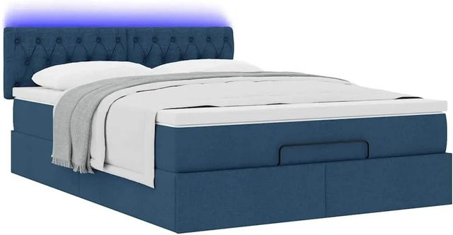 vidaXL Ottoman-Bett mit Matratze und LED-Beleuchtung in Blau, inklusive USB-Ladeanschluss und Lift-up-Funktion, B/T/H: 140 x 200 x 44 cm - Bild 1