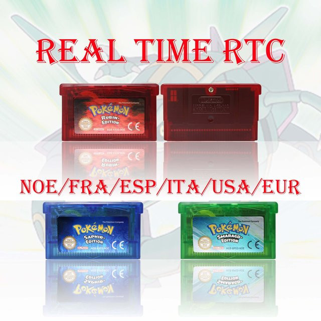 Bandai Pokémon GBA Videospielkarte für Game Boy Advance als Rollenspiel-Modul mit Echtzeit-RTC und Batterie in Multicolor - Bild 1