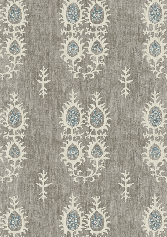 Lewis & Wood Tapete Tribal Delta Ash in Grau mit floralem und ethnischem Design - Bild 1