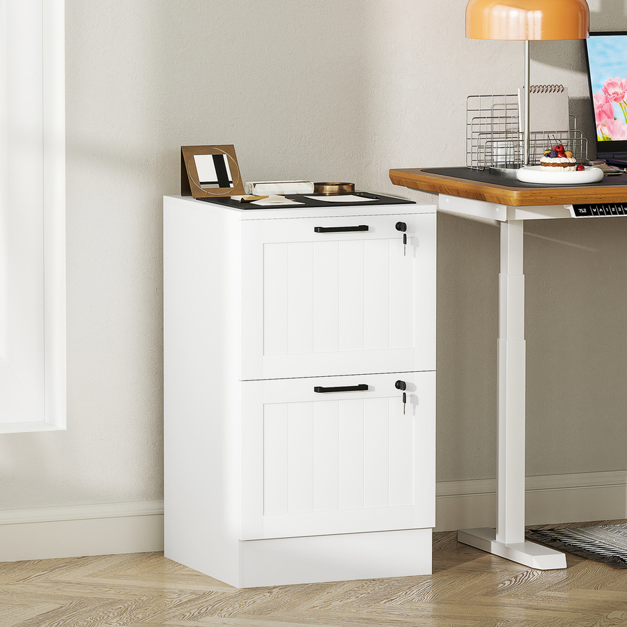 HOMCOM Büroschubladenschrank mit 2 Schubladen und Schlössern, weiß, B/T/H: 40 x 40 x 71 cm - Bild 2