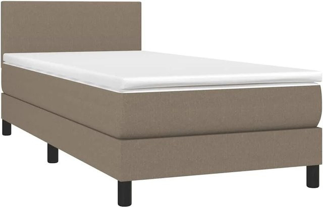 vidaXL Boxspringbett Hybrid mit Matratze Taupe, Weiß und Beige, B/T/H: 80 x 200 x 78 cm - Bild 1