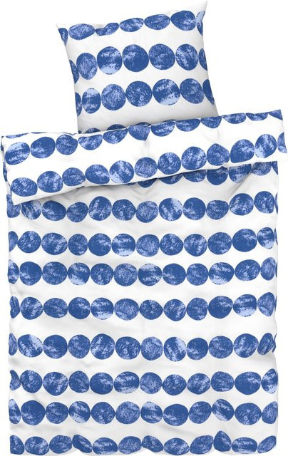 LIVARNO HOME Bettwäsche aus Baumwoll-Percale mit Punktemuster in Blau, B/H: 135 x 200 cm und 80 x 80 cm - Bild 1