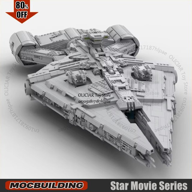 MOCBUILDING Weltraum Schlachtschiff und Starfighter DIY Ziegel Modell Set in Grau - Bild 1