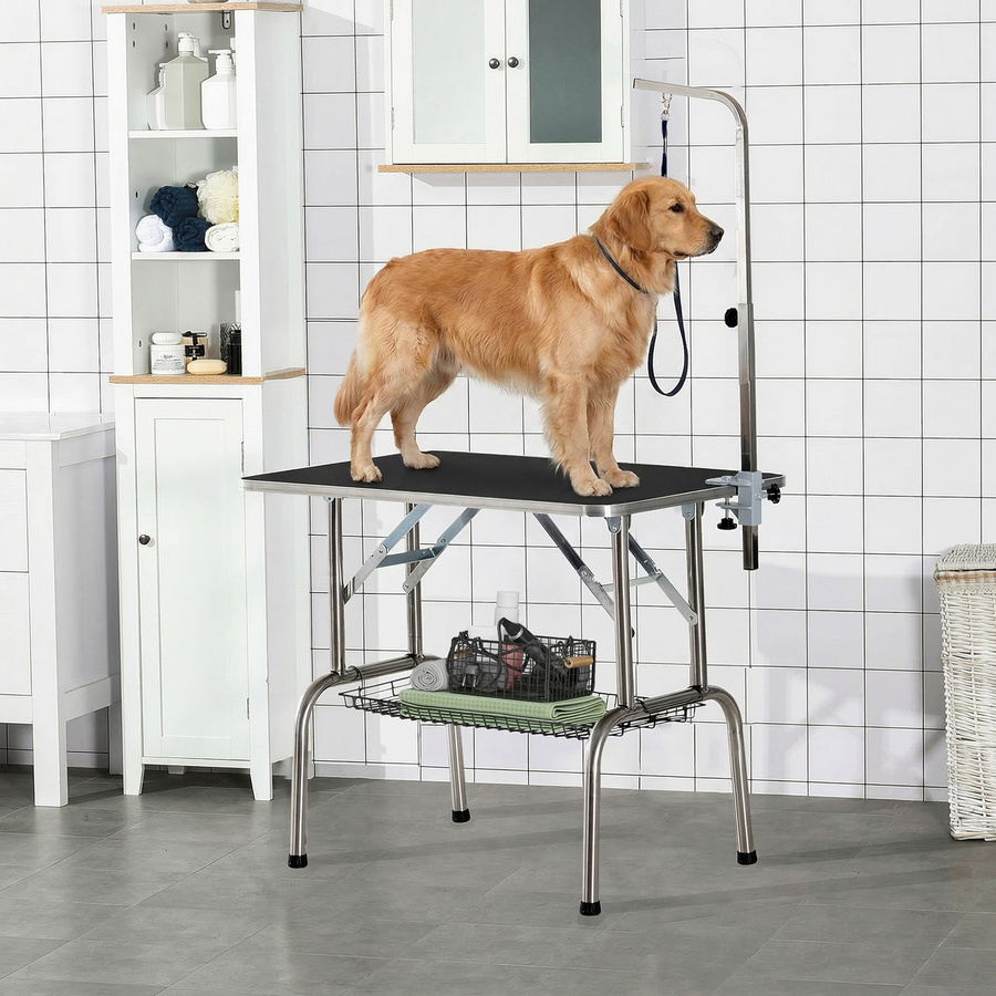 PawHut Trimmtisch für die Hundepflege, klappbar und höhenverstellbar, Schwarz, B/H/L: 60 x 90 x 75 cm - Bild 2