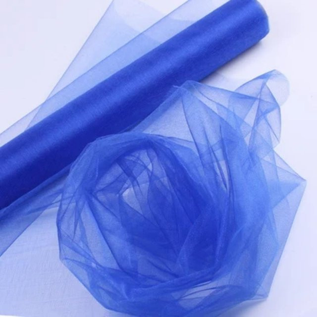 Organza Tüll Stoff in Blau für Hochzeitsdekoration und Party-Deko, Breite: 48 cm, Länge: 15 m - Bild 1