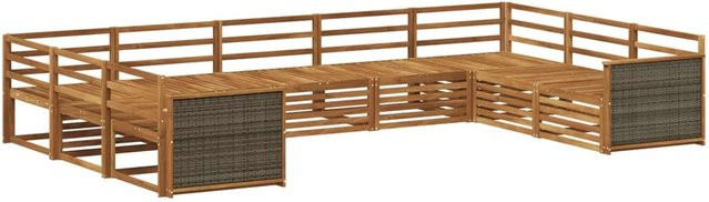 vidaXL Outdoor-Sofagarnitur aus Akazie Massivholz in Natur Braun, 9-teiliges Set im modernen Latten-Design - Bild 1