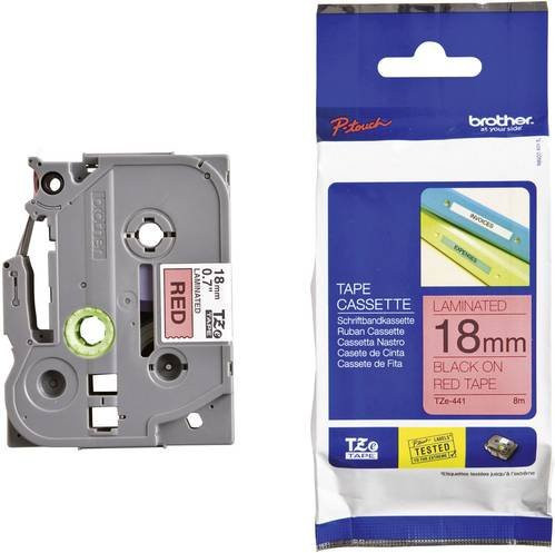 Brother TZe-441 Schriftbandkassette für P-touch, Breite: 18 mm, Farbe: Rot, Schriftfarbe: Schwarz - Bild 1