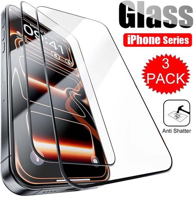WENBIN 3er Pack Panzerglas Displayschutz für iPhone 17 Pro Max, 16, 15, 14, 13, 12, 11 Pro Max Plus Mini, transparent - Bild 1