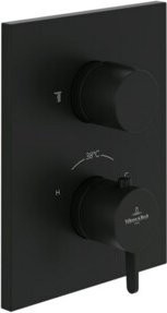 Villeroy & Boch Conum UP-Thermostat Fertigmontageset mit 2-Wege-Mengenregler in Schwarz Matt - Bild 1