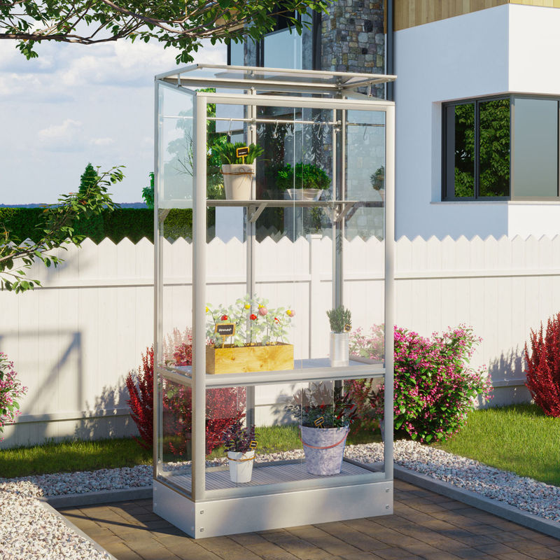 Vitavia Balkon- und Anlehn-Gewächshaus Stad aus eloxiertem Aluminium in Silber, B/T/H: 81,2 x 43 x 156 cm - Bild 4