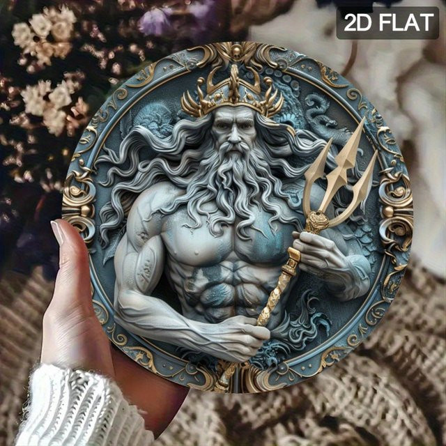 HELLOYOUNG Poseidon Wandkunst aus Metall, runde maritime Dekoration in Multicolour, Durchmesser: 20,0 cm - Bild 1