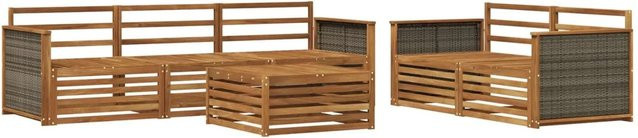 vidaXL Outdoor-Sofagarnitur aus Akazie Massivholz in Natur Braun, 6-teiliges Set in U-Form - Bild 1
