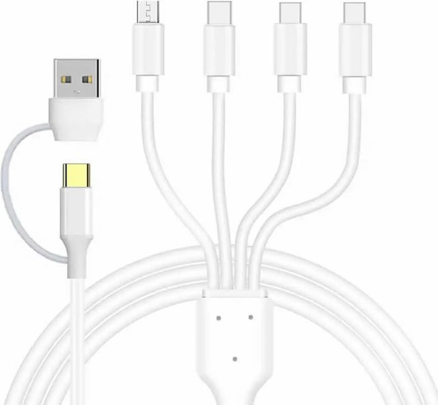 4-in-1 Multi-Ladekabel Weiß mit USB & Typ-C zu Typ-C, Micro-USB und Lightning für Mobiltelefone und MP3-Player - Bild 1