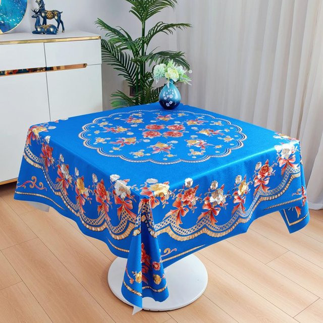 Baxian Quadratische Tischdecke mit Floralem Design, Wasserabweisend und Ölbeständig, B/B: 150 x 150 cm - Bild 1