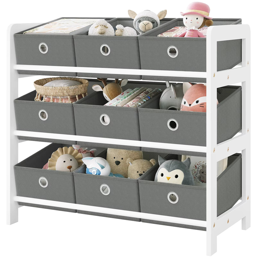 Eugad Kinderbücherregal mit 9 Boxen in Weiß und Grau, Montessori Spielzeugregal zur Aufbewahrung für das Kinderzimmer - Bild 2