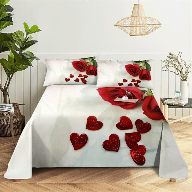 JMG Household Supplies Bettwäsche-Set mit 3D-Rosenprint in Rot, bestehend aus Bettdeckenbezug und Kissenbezug aus Polyester, B/H: 135 x 200 cm - Bild 1