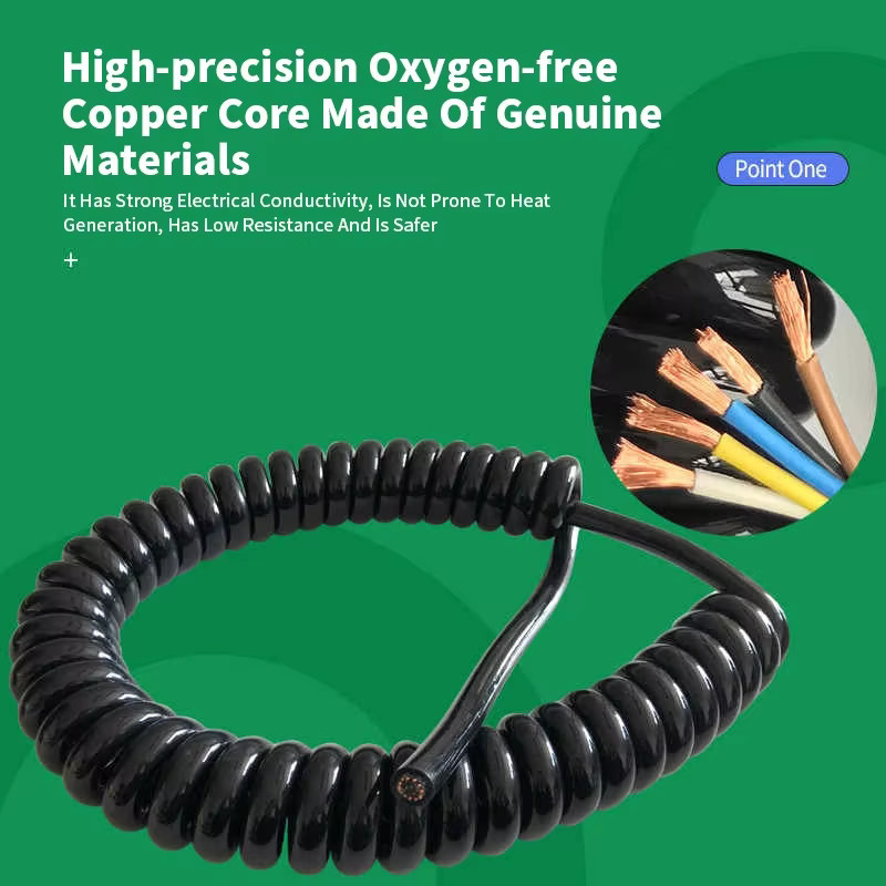 Flexibles Federdraht-Spiral-Teleskopkabel aus reinem Kupfer in Schwarz, 2 bis 8-polig, Länge 1–10 Meter - Bild 4