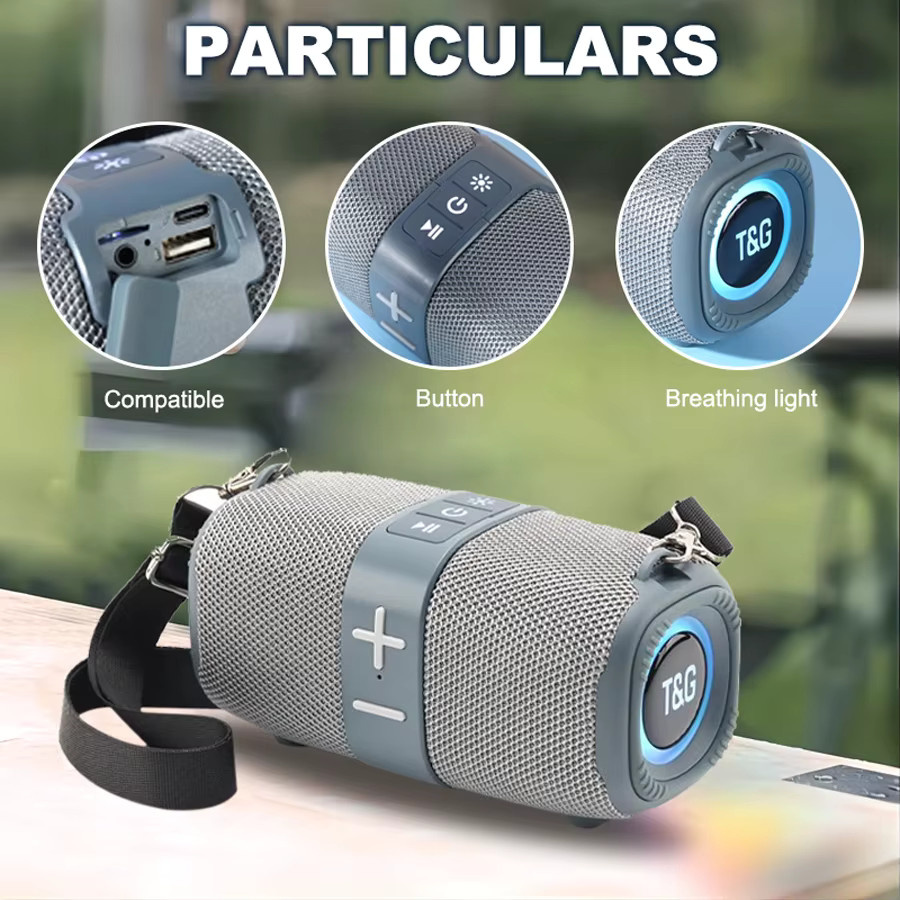 T&G Tragbarer Bluetooth Subwoofer mit FM-Radio und Bass-Lampe in Lila - Bild 4