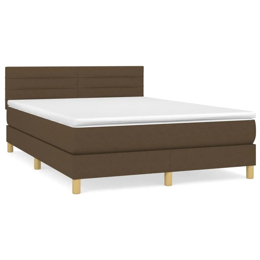 vidaXL Boxspringbett mit Matratze und Kopfteil in Braun, B/T/H: 140 x 190 cm - Bild 2