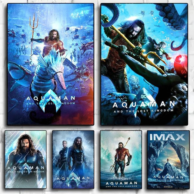 Aquaman und das verlorene Königreich Wandaufkleber Vintage Dekorationsposter in Blau - Bild 1