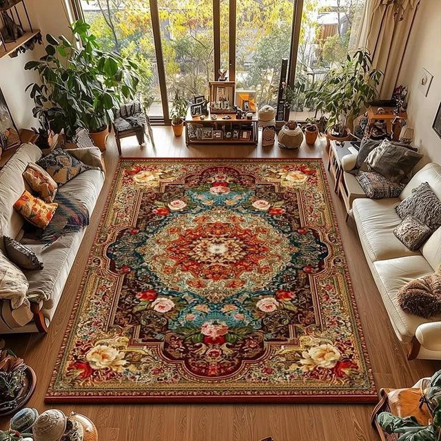 Lodestar Vintage Orientalischer Perserteppich mit Floralmuster, Waschbar und Fleckenresistent, B/T: 60 x 40 cm - Bild 1
