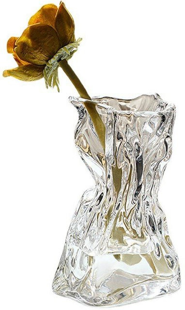 Tooarts Luxus Glas Vase Plissee in Grau für Hydrokultur und Deko auf dem Esstisch - Bild 1