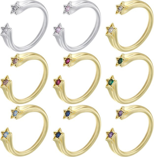 ZHUKOU Ring, Messing, Gold, Zirkonia, Damen, Vintage - Bild 1