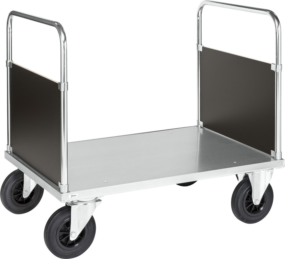 Kongamek Plattformwagen verzinkt mit Ladefläche, 2 Seitenwänden, Gummibereifung und Bremse, B/T/H: 120 x 80 x 90 cm - Bild 1