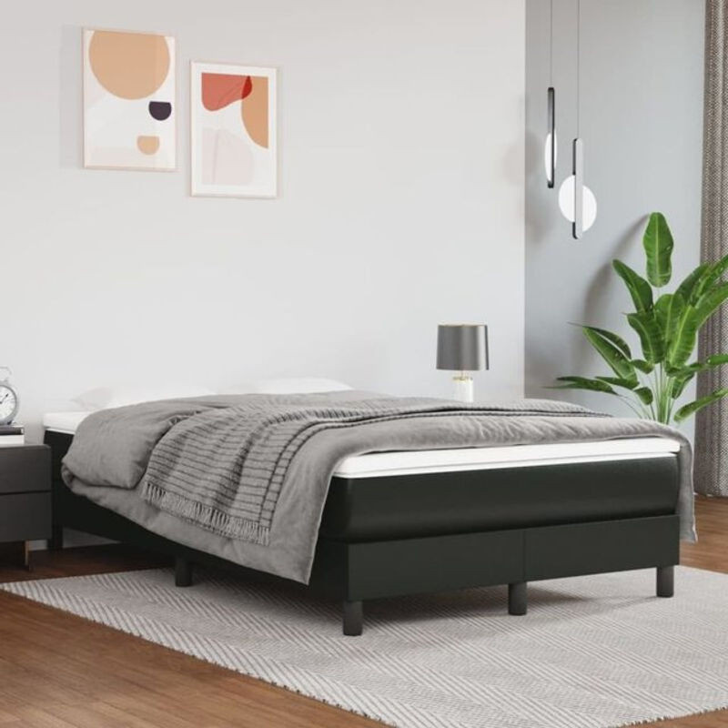 vidaxl Boxspringbett mit Matratze in Schwarz aus Kunstleder, B/T/H: 120 x 200 cm - Bild 1