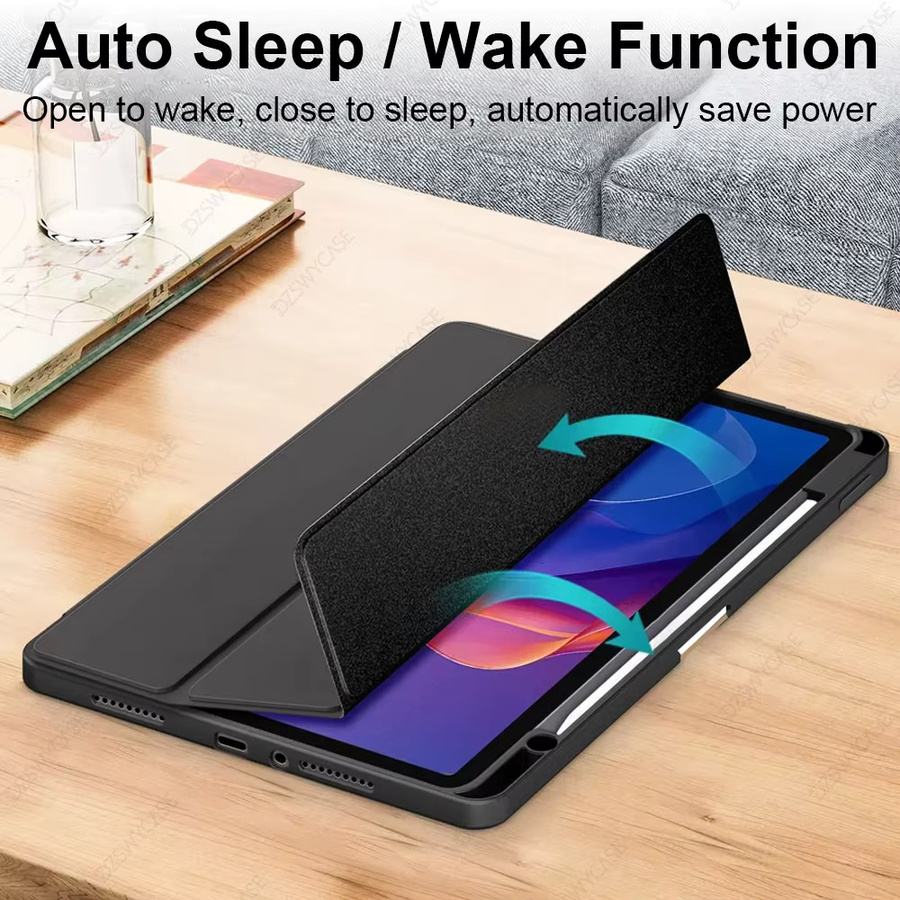 Transparente Trifold-Standhülle mit Stifthalter für Xiaomi Redmi Pad 2, Pad 2 SE und Pad Pro, Farbe: Blau - Bild 2