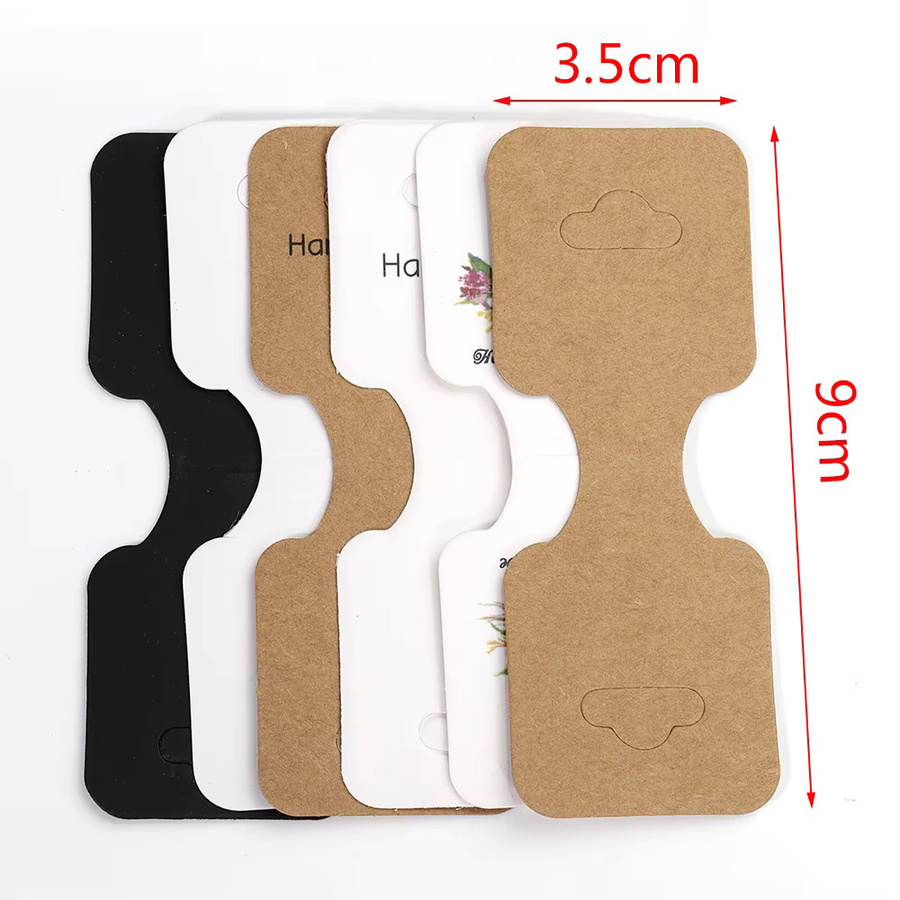 50 Stück MOONMADE Kraftpapier-Verpackungskarten zum Falten für Schmuck-Displays, B/H: 9 x 3,5 cm, in Weiß und Braun - Bild 2