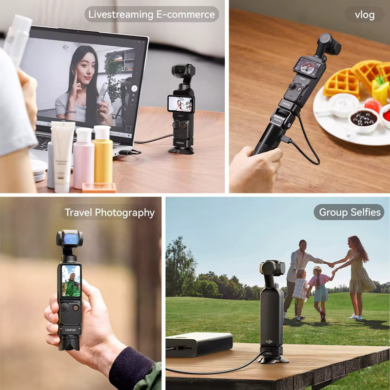 Ulanzi PK-08 Pocket 3 Mini-Stativ und PK-11 Arri-Ortungsbasis in Schwarz für DJI Osmo Pocket 3 für Livestreaming, Vlog und Reisefotografie - Bild 3