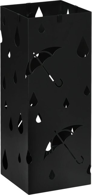 HOMCOM Regenschirmständer mit 4 Haken und Wasserauffangschale, Schwarz, Höhe: 60 cm, Breite: 40 cm, Tiefe: 4 cm - Bild 1