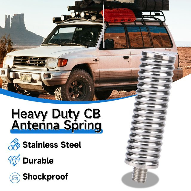 ABBREE CB-Antennenfeder aus Edelstahl für Auto, Fahrzeug und LKW mit 3/8"-24 Gewinde in Silber und Weiß - Bild 1