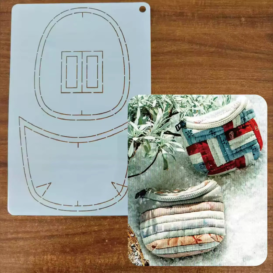 Wiederverwendbares Quilt-Schablonen-Set in Blau für DIY Federmäppchen und Aufbewahrungstaschen - Bild 3