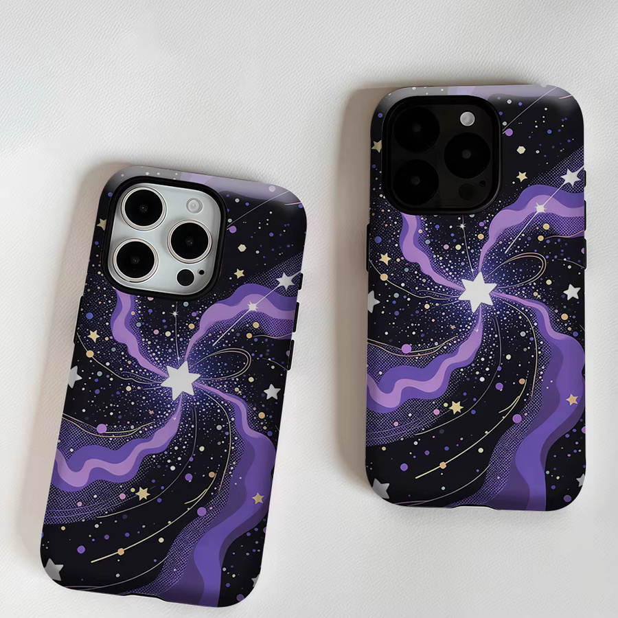 Potdemiel Aurea Case Matte Bumper MagSafe Schutzhülle für iPhone 13 bis 17 Pro Max, Stoßfeste PC Hülle, Lila Stern Vortex - Bild 6